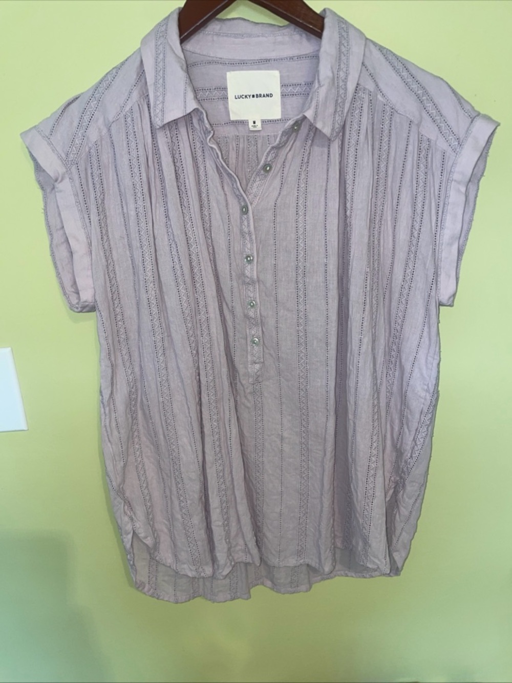Lucky Brand Light Lavender Striped Button-Front Women's Top Size Med